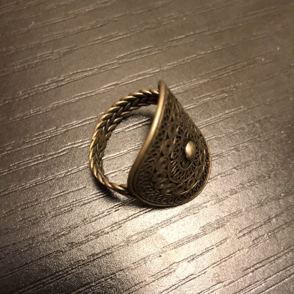 Boho pure silver medallion ring - Picture 2 of 3